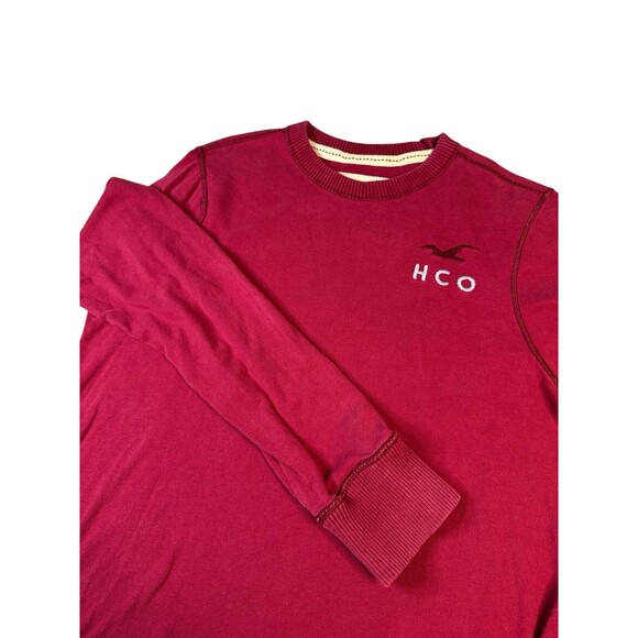 Vintage Hollister Shirt Mens Large Dark Red‎ Logo Pullover Y2K Inspired Preppy - Picture 2 of 9